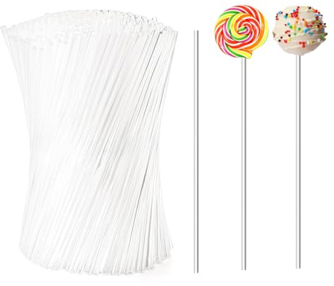 Frcctre 500 Pack Acrylic Lollipop Sticks, 6 Inch/15CM Clear Cake Pops Sticks Reusable Candy Sticks Treat Sticks for Cake Pops Cupcake Toppers Candy Dessert Chocolate Cookies