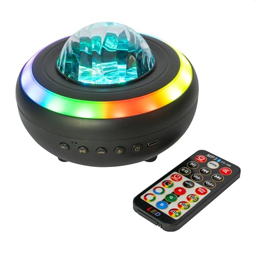 Party Light & Sound - NEBULA - 2-in-1 speaker with aurora borealis effect and LED strobe - Bluetooth, remote control, USB-C cable - Black