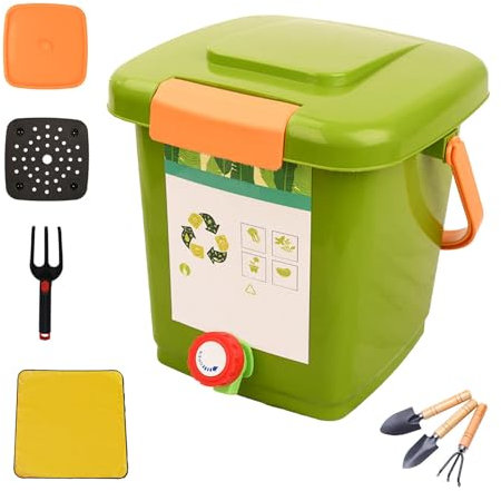 avec Robinet pour Collecter Le Liquide De Compost Poubelle Compost 8L/10L/15L/20L Recyclage Pratique des Déchets Alimentaires Composteur Cuisine,Style1(8L)-1Set