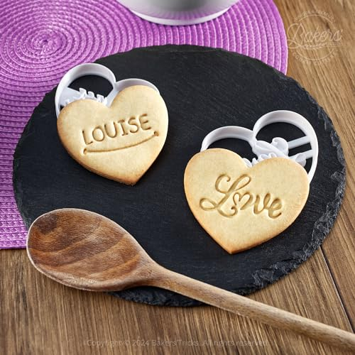Emporte-pièces biscuits Prénom personnalisé Coeur + Love Coeur | Lot de 2 | Idée cadeau déclaration d'amour| Recette Facile Disponible | Conçus et fabriqués en France