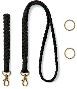 AOKSUNOVA Schlüsselanhänger Lang Schwarz Schlüsselband Makramee Lanyard Schlüsselband Handgelenk