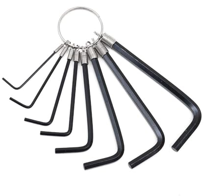 Sechskant-Inbus-Schlüsselanhänger-Set, Schraubenschlüssel-Set, Fahrrad-Reparaturwerkzeug, L-Form, L-Form, Größen: 1,5 mm, 2 mm, 2,5 mm, 3 mm, 3,5 mm, 4 mm, 5 mm, 6 mm, Schwarz, 8 Stück