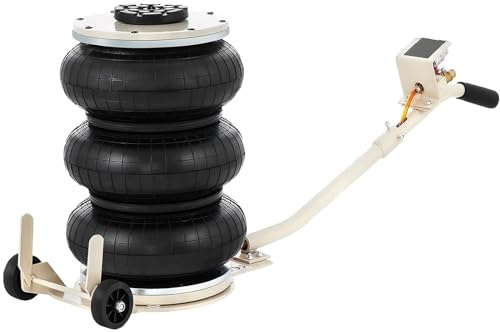 5 Ton/11000 lbs Triple Bag Air Jack Pneumatic Bag Jack Lift Up to 15.75 Inch 3-5S Fast Lifting Air Jack for Garage Cars Trucks with Adjustable Long Round Handle White