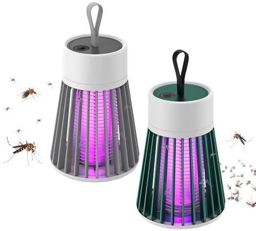 Mozzguard Lot de 2 lampes anti-moustiques d'extérieur avec lampe UV, portable, 2000 mAh, rechargeable par USB, pour le camping et les jardins