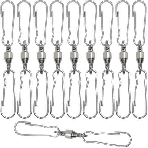 LUORNG 10 Stück selbstdrehende Edelstahl-Kugellager-Haken, Outdoor-Hängehaken, Windspiel-Haken, Windrichtung, Drehgelenk zum Aufhängen von Blumenkörben, Kronleuchtern, Vogelfutterspendern