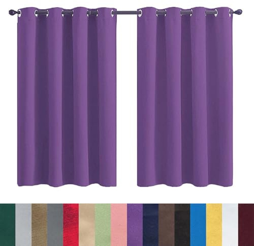 GAIFNAG Verdunkelungsvorhang Grau 1 Stück 100 x 150 cm Wärmeisolierend, Vielen Farben Und Ausführungen Leinen Optik Halbfrei Vorhänge für Fenster, Zuhause, Terrasse, Lila