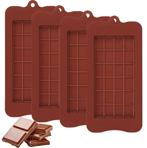 WISYOK Schokoladenform Silikon, 4 Stück Dubai Schokolade Form, Silikonform Schokolade, Chocolate Mould Antihaftbeschichtung, Schokoladentafel Form, Schokoladenformen für 24 Tafeln Schokolade