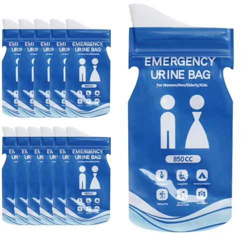 DONGKER Urinbeutel, 12 Stück 850ml Tragbare Natursekt Beutel, Reise-Urinal Erbrochenes Beutel mit Griff für Männer, Frauen, Schwangere, Patienten, Reisen, Auto, Camping, Wandern