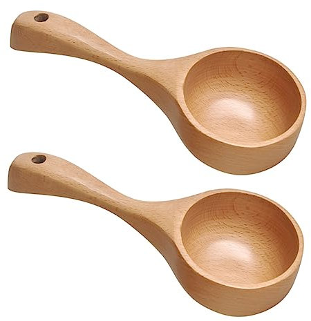 OKUMEYR Wood Spoon Water Ladle Rice Coffee Bean Spoons Multipurpose for Cooking for Scooping Powder Long-Handled Use