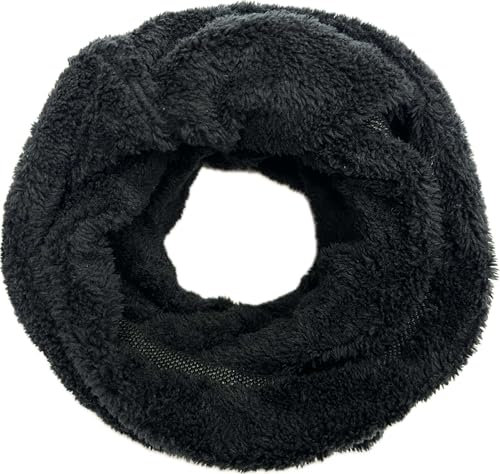 Jeamis Stern Uni Farbe Fleece Flauschig Warmer Winter Loop Schal Kuschelig Schlauchschal Rundschal (Stern Schwarz)