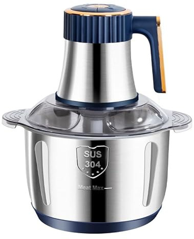 Picadora de alimentos con enchufe europeo, picadora de carne de gran capacidad de 5 l con cuchillas de dos niveles, picadora de acero inoxidable para cocina, verduras, ensaladas, frutas y frutos secos