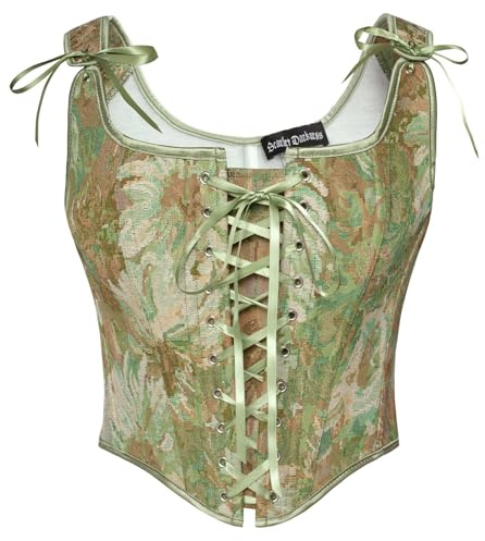 SCARLET DARKNESS Top Gilet Corset Renaissance Femme Vintage Imprimé Floral