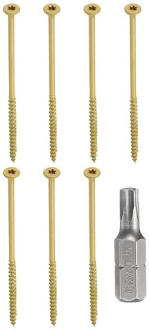 sourcing map 25pcs Deck Screws #10 x 5 Torx Exterior Wood Screws Rust Resistant Epoxy Coating Outdoor Decking Nails with T25 Star Drive Bit, Screws for Decks Fences Machinery Ship