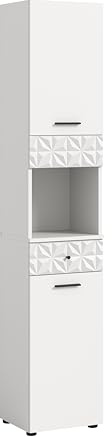 xonox.home Badezimmer Prisma Hochschrank Schrank Kommode hoch Badschrank hochschrank Bad Hochschrank schmaler Schrank in weiß Nb., ca.35x187x34 cm