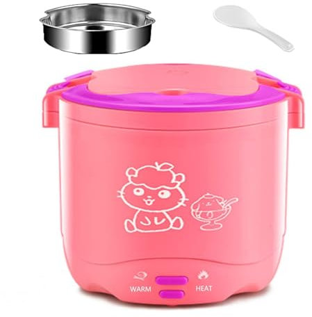 KhUkhu Rice Cooker Mini with Steamer Slow Cooker And Food Steamer Non-Stick Inner Pot Keep Warm Functionality 1.2L Upgrade,Pink