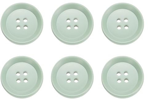 QUARKZMAN 6 Piezas De Botones De Costura De 25mm (0.98) Verde Claro | 4 Agujeros Botones Redondos De Resina, Para Ropa Manualidades DIY Decoración