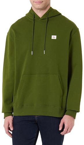Calvin Klein Uomo Felpa Terry Badge con Cappuccio, Verde (Medieval Forest), L