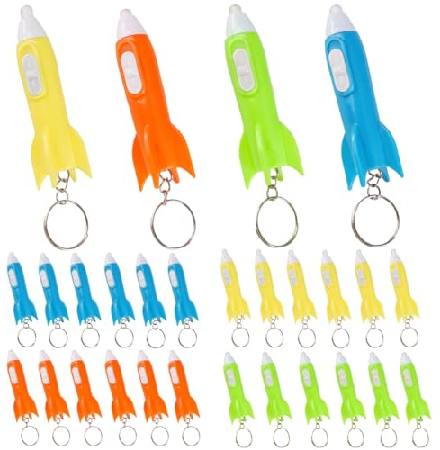 24 Pièces Lampe De Poche Led Mini Fusée Porte-Clé, 4 Couleurs | Fusée Porte-Clés Mini Lampe De Poches Led, Porte-Clés Lampe Pour Extérieur, Camping Randonnée Urgences
