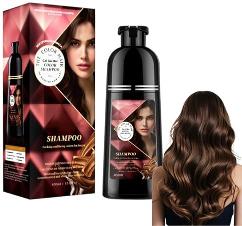 Shampooing Teinture Cheveux Brun 400ml, Marron châtaigne, Instant Hair Dye Shampooing Instantané 3 en 1, Teinture Capillaire en Quelques Minutes, Shampoing Longue Durée Pour Homme et Femme