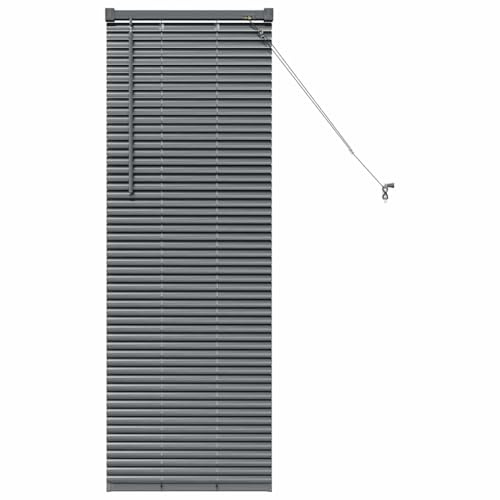 Gecheer Persiane Veneziane in Alluminio, Tenda per Finestra Grigio Scuro con Lamelle Regolabili, Design Moderno Linee Pulite per Controllo Luce e Privacy per Soggiorno, Camera da Letto