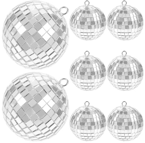 TOYANDONA 8pezzi Palla da Discoteca Specchio Riflettente Decorazione Sospesa per Festa Leggera e Lucida per Natale Matrimoni e Riunioni