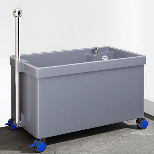 Fregadero móvil con ruedas, bañera de lavandería de gran capacidad, drenaje de un botón, lavabo de servicio multiusos con asa para una fácil limpieza y mantenimiento del suelo
