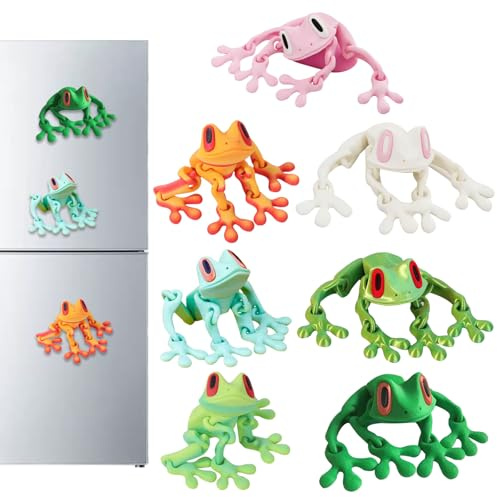 3D Printed Magnetic Frog Magnet, 7PCS Frog Fridge Magnets Refrigerator Magnets Decor, 3D-Printed Animals Decor for Home Office Whiteboard (frog1)