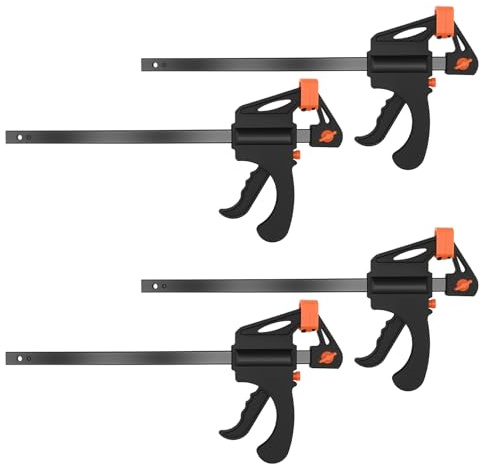 JIAYUET 4 Pack Quick Release Clamps, 10 Inch Ratchet Bar Fast Grip Clamping Tools for Professional Woodworking and DIY Craft Projects
