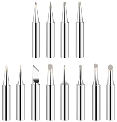 12 Pcs Soldering Iron Tips Set, 900M Welding Equipment Accessories Replacement Tip, 900 Series Universal Soldering Iron Tip Suitable for Welding Equipment Accessories Electronic Repairs DIY