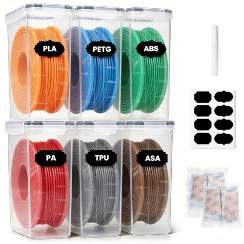 Inreeme Filament Aufbewahrungsbox Luftdicht 6PCS für Filament Aufbewahrung | Filament Box für 3D-Druck-Filament Versiegelung & Schutz, Wasser- und Staubdichtes Filamentbox mit Trockenmittel & Etiketten
