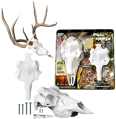 Skull Master by Illusion | Color: White | European Mount | Antler Mounting Kit | Euro Mount | 3D Modeled Replica Deer Skull | Taxidermy | For Harvested and Shed Antlers | Universal Sizing