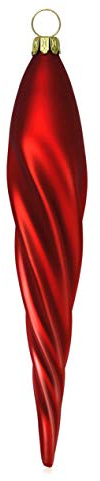 Lauschaer Glas Christbaumschmuck Eiszapfen dünn rot matt 4 Stück Christbaumschmuck Weihnachtsbaumschmuck mundgeblasen