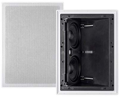 Monoprice 2-way Carbon Fiber In-Wall Surround Speaker - Dual 5.25 Inch (Single) Vari-Angled With Paintable Grille - Alpha Series Black