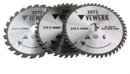 Vewerk 3 Pack- 210 X 30MM TCT Circular Saw Blade 24T 40T 48T 2973