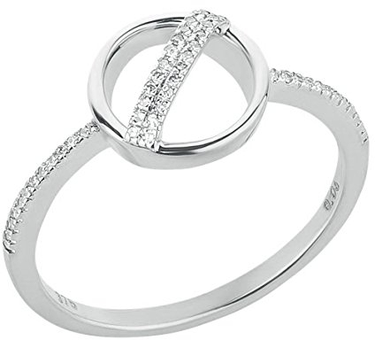 Ardeo Aurum Damenring aus 375 Gold Gelbgold mit 0,06 ct Diamant Brillant Kreis-rund-Form Verlobungsring