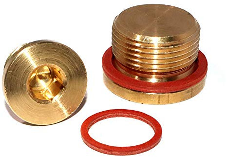 Verschlussschrauben M24x1,5 mit Vulkanfiberdichtung DIN 908 Messing Stückzahl 1 Innensechskant und Bund-Verschlußschrauben Stopfen Verschlußstopfen Blindstopfen Gewindelochstopfen