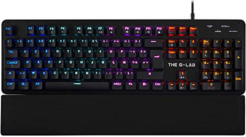 The G-Lab - Keyz Carbon E Clavier Mécanique Gamer Azerty Blue Switches Ultra Précis - 16 Effets de Rétro-Éclairage - Repose-Poignets Magnétique - Compatible PC PS4/PS5 Xbox One/Series X - New