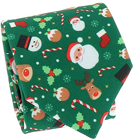 SHIPITNOW Grüne Weihnachten Krawatte Jacquard - Weihnachtsmann, Rentier, Tannenbaum und Schneemann Krawatten - Heiligabend Krawatte