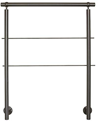 TIBU Edelstahl Geländer Handlauf für seitliche Montage 0,8m - 5,95m für Treppe Balkon Terrasse mit waagerechte Streben - Variante: Länge 140 cm mit 2 Pfosten und 2 Streben Seitenabstand 70mm