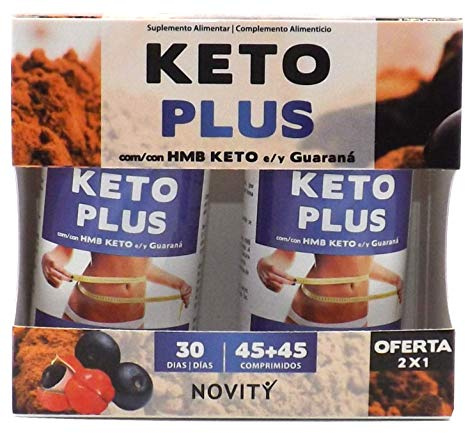 NOVITY Keto Plus 90 comprimidos Con HMB Y Guaraná, Quemagrasas para adelgazar y rapido, con Cáscara sagrada+Colina+Cromo