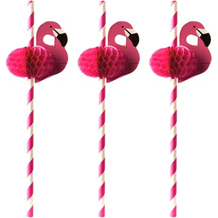 PAPSTAR Trinkhalme, Papier Ø 6 mm, 20 cm pink Flamingo 87782 Papiertrinkhalme Papierstrohhalme rosa, 500 Stück