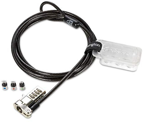 Kensington Universal 3-in-1 Combination Laptop Lock Kit, Computer Anti Theft Security Tether Device, 1.8 Metre Secure Flexible Carbon Steel Cable - K62316WW, Black