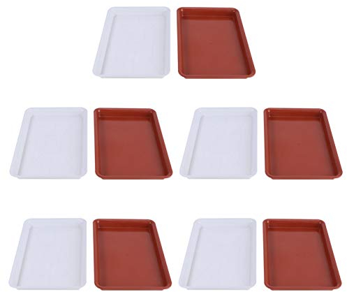 Cabilock 10pièces Soucoupe Rectangulaire Plastique pour Pots De Fleurs De Rouges Et Blancs Idéale pour Jardin Balcon