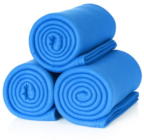 ALCLEAR 3 Stück Oeko Tex Fleecedecken, Farbe: Jeansblau, tolle Größe 130x160 cm, über 200 g/m2, Sofadecke Couchdecke Wohndecke, Picknickdecke Sofaüberwurf Decke