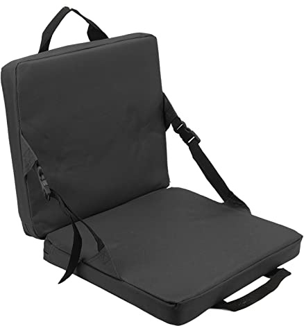 Asixxsix Chaise de Siège de Stade, Coussins de Gradin Légers et Portables Pratiques avec Support Dorsal et Poche, Coussin de Chaise Pliant Confortable pour Le Camping, la Randonnée, la Plage(Le Noir)