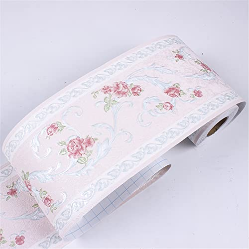 Bordüre selbstklebend rosa europäische blume 10cm X 500cm zum Aufkleben für Wohnzimmer Küche Badezimmer Tapetenrahmen Abnehmbare Wasserdicht Bodenleiste Verdicken PVC Dekorative Bordüre