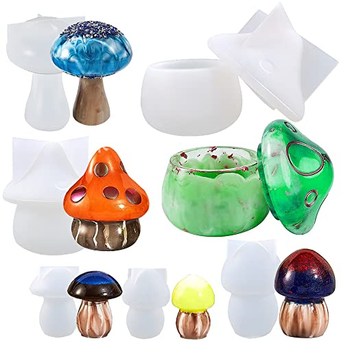 FineGood Lot de 6 moules en résine en forme de champignon pour résine époxy pour décoration de la maison