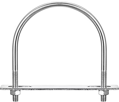 sourcing map Round U-Bolts, 102mm(4.02) Inner Width 129mm Length M8 304 Stainless Steel U Clamp Bolt with Nuts Washers and Plates, for Boat Trailer