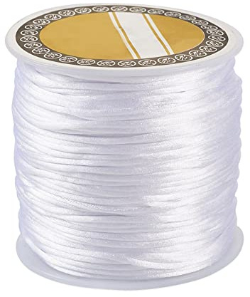 Cheriswelry Cordoncino in nylon satinato da 1 mm, 70 metri, colore bianco sporco, per la creazione di gioielli, coda di topo kumihimo, nodo cinese