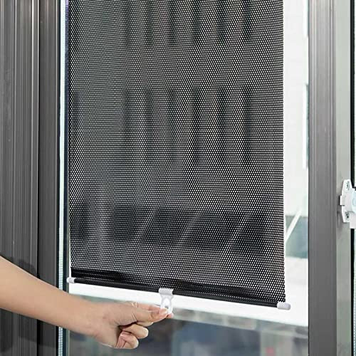 Sonnenschutz Verdunkelungsrollos,Saugnapf Dachfensterrollo,Einziehbarer Balkon Fensterrollo,Wärmeisolierte Vorhänge,Temporäre Jalousien Ohne Bohren,Für Haus/Dachfenster,Black-40×125cm(15.7*49.2in)